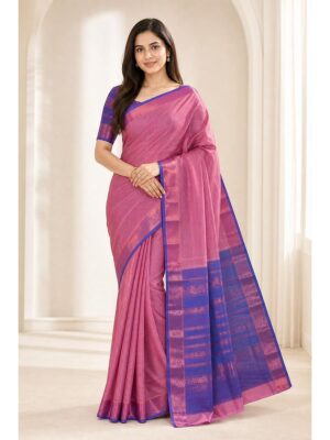 Women's Cotton Silk Saree - Pink