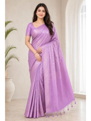Organza Silk Blend Zari Woven Saree -Mauve