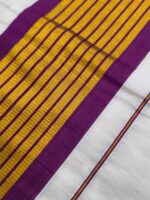W-SR-429-03-OW-BL-b... Cotton Onam Saree with Blouse - Off White & Purple