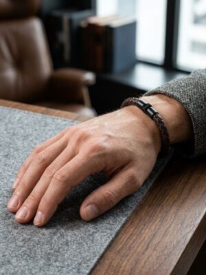Unisex Braided Leather Bracelet - Brown