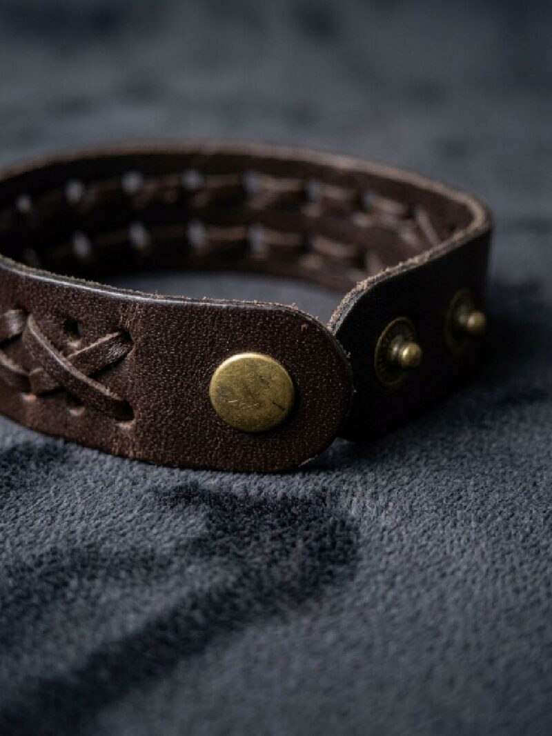 Unisex Leather Cuff Bracelet - Brown