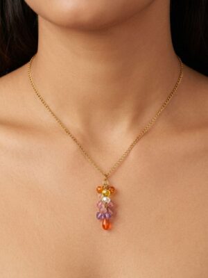Women's Gold Crystal Beaded Chain - Multicolour