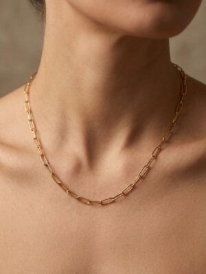 Unisex Gold Paperclip Chain