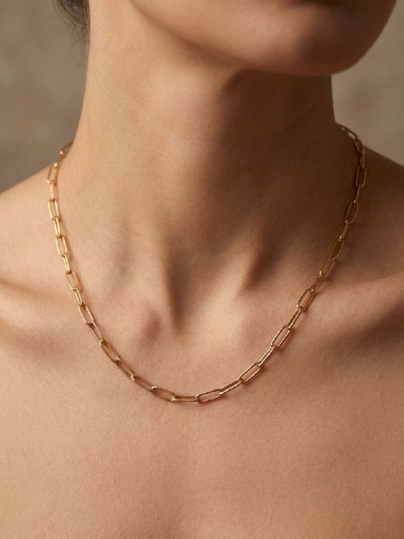 WJ-WP-CH02-MY-01 (1) Unisex Gold Paperclip Chain