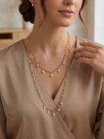 WJ-WP-CH02-WH-01 (1) Women's Gold Double Layer Pearl Chain Necklace - White