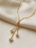 WJ-WP-CH02-WH-03 (3) Women's Gold Pearl Drop Chain - White