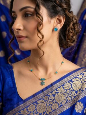 Women's Gear Wire Crystal Choker Combo Set - Blue