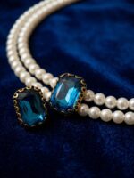 WJ-WP-CO05-BL-02 (3) Women's Pearl Choker Necklace Set - Blue