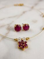 WJ-WP-CO05-PK-01 (3) Women's Gold Invisible Wire Choker Set - Pink