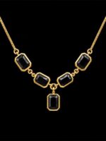 WJ-WP-OL-97-10-b. Women's Alloy Statement Necklace Gold & Black