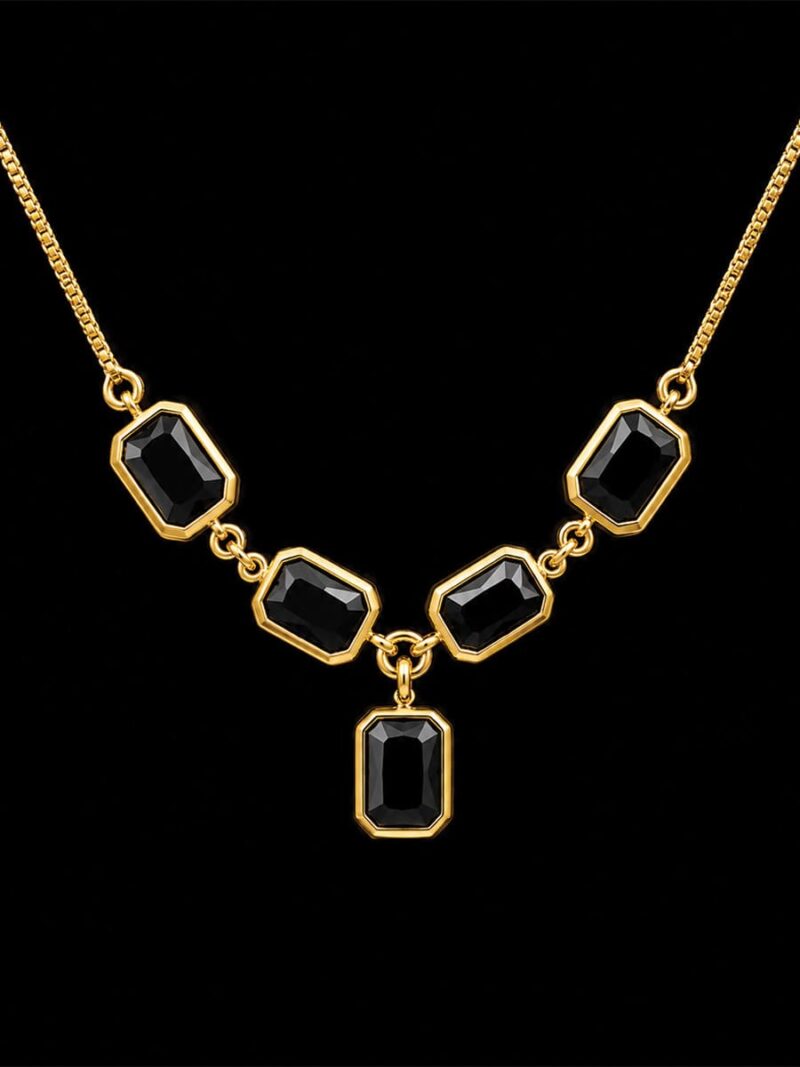 Women's Alloy Statement Necklace Gold & Black