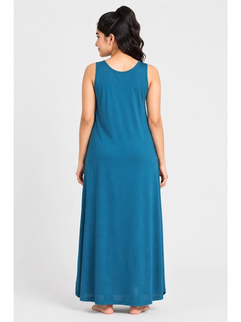 Women's Full-Length Cotton Slip Nightdress – Teal