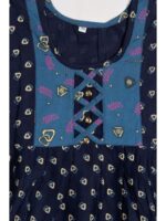 Girls Cotton Frock Nighty - Navy Blue & Slate Grey