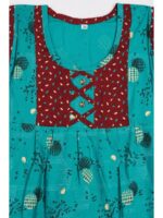 Girls Cotton Frock Nighty - Green & Maroon
