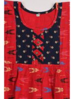K-NY-466-66-RD-9-10Y_detail Girls Cotton Frock Nighty - Red & Navy Blue