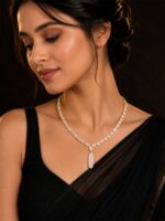 Crystal Pendant Necklace, Gold & Pink