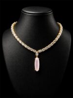 Crystal Pendant Necklace, Gold & Pink