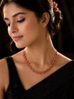 W-JW-S-30-17-b. Floral Stone Necklace - Gold & Pink