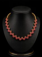 W-JW-S-30-17-f Floral Stone Necklace - Gold & Pink