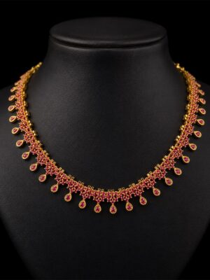 Women's Alloy Necklace Gold & Ruby Pink