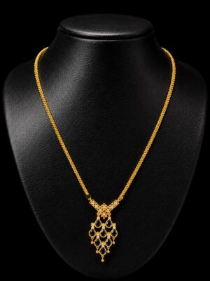 Alloy Drop Pendant Necklace - Gold & Blue