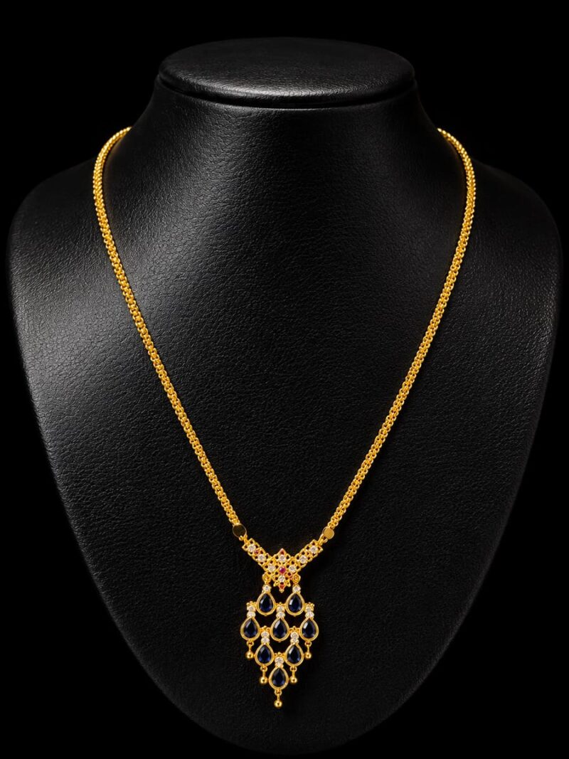 W-JW-TA-11-16-f Alloy Drop Pendant Necklace - Gold & Blue