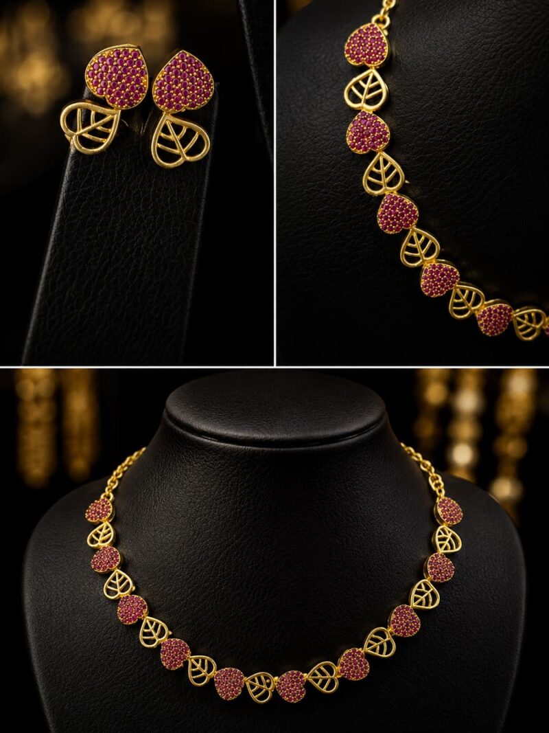 Women's Alloy Necklace Set Gold & Ruby