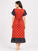 Women's Cotton Feeding Frock Nighty - Red & Navy Blue