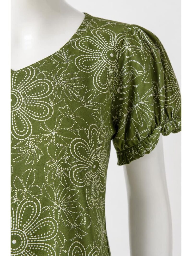 Women's Cotton Frock Nighty - Olive Green