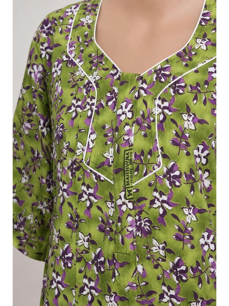 Women’s Cotton Plus-Size Zip Nighty - Mint Green
