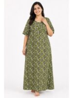 W-NY-456-05-MG-5XL-f_front Women’s Cotton Plus-Size Zip Nighty - Mint Green