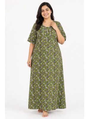 Women’s Cotton Plus-Size Zip Nighty - Mint Green