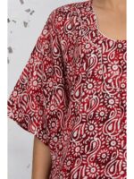 W-NY-456-07-RD-5XL_detail Women’s Cotton Plus-Size Zip Nighty - Red