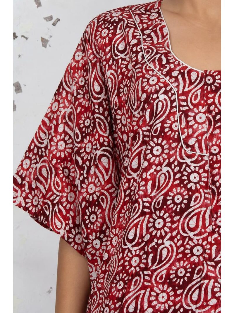 Women’s Cotton Plus-Size Zip Nighty - Red