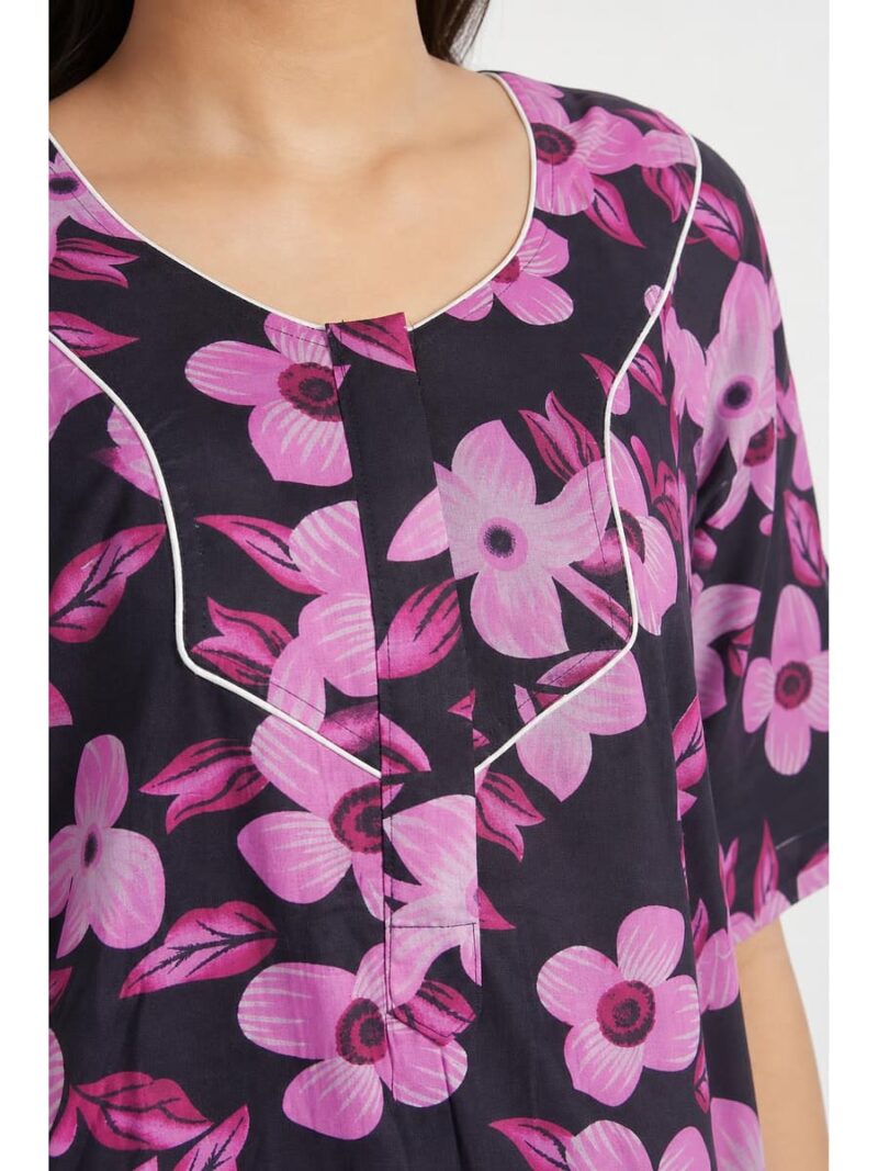 Women’s Cotton Plus-Size Zip Nighty - Pink