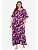 W-NY-457-05-PK-4XL_front Women’s Cotton Plus-Size Zip Nighty - Pink