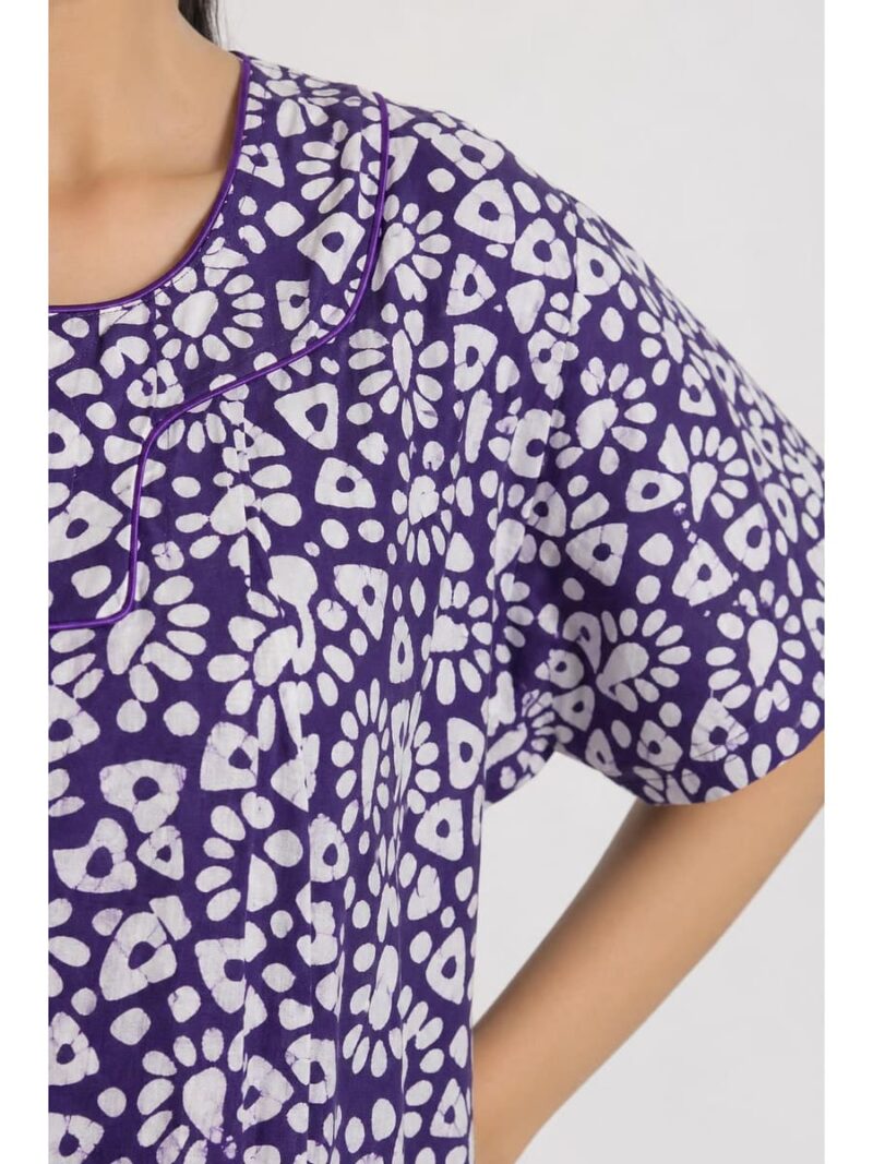Women’s Cotton Plus-Size Zip Nighty - Purple