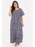 W-NY-457-07-PP-4XL_front Women’s Cotton Plus-Size Zip Nighty - Purple