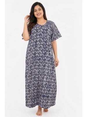Women’s Cotton Plus-Size Zip Nighty - Purple