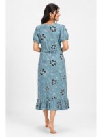 W-NY-458-15-SB-XXL_back Women's Cotton Frock Nighty with Zip - Sky Blue