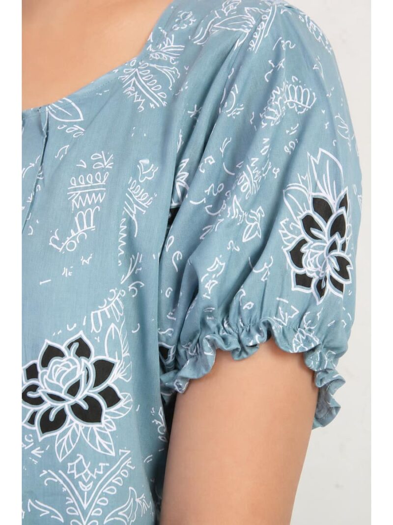 Women's Cotton Frock Nighty with Zip - Sky Blue
