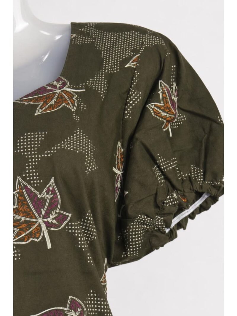 Women's Cotton Frock Nighty - Olive Green
