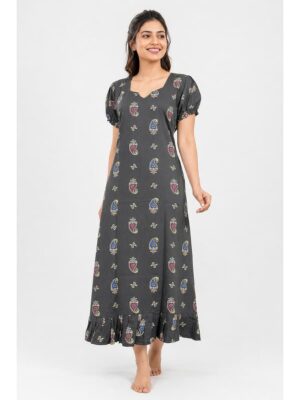Women's Cotton Frock Nighty - Grey