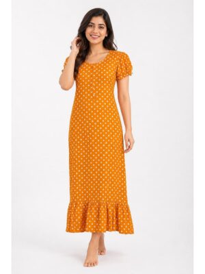 Women's Cotton Zip Frock Nighty - Amber
