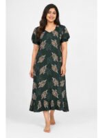 Women's Plus Size Cotton Frock Nighty - Green