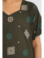 W-NY-462-24-OG-3XL_detail Women's Plus Size Cotton Frock Nighty - Olive Green