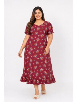 Women's Plus Size Cotton Frock Nighty -Blush Pink
