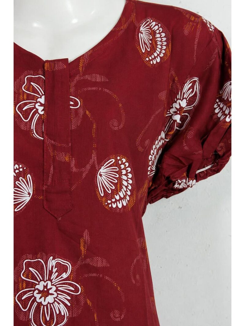 Women's Cotton Plus Size Zip Frock Nighty - Maroon