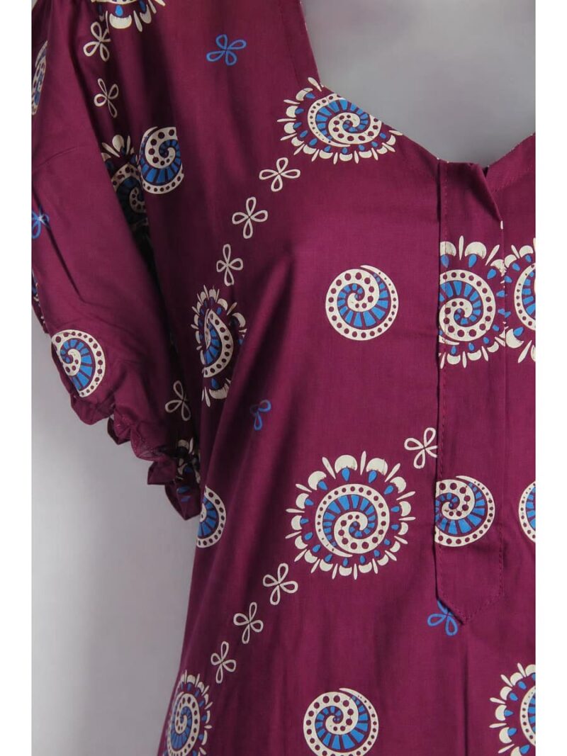 Women's Cotton Plus Size Zip Frock Nighty - Cerise