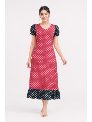 Women's Cotton Frock Nighty - Raspberry